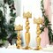 3 pcs Gold Metal Lacy Trim Glass Candle Holders Party Centerpieces